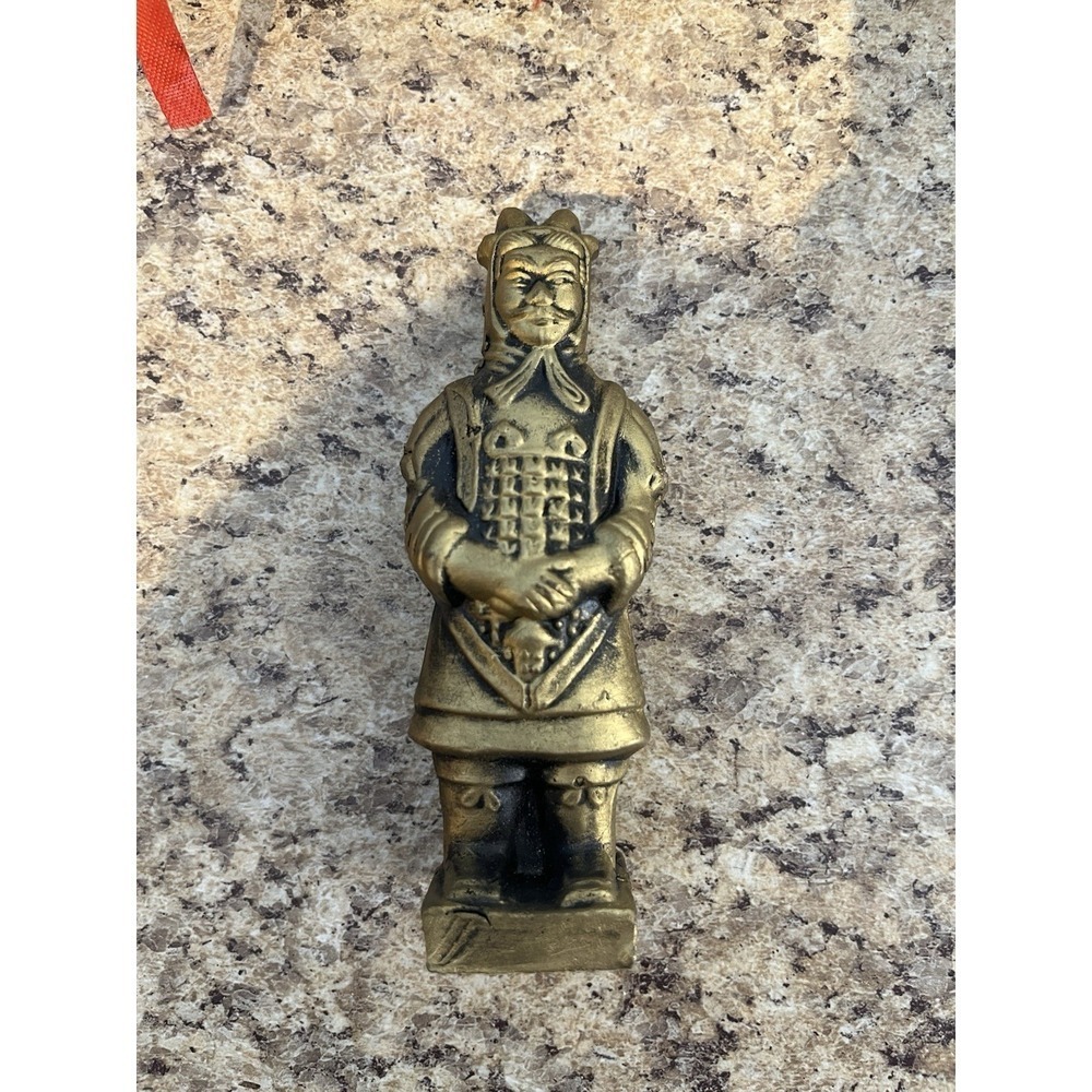 Qin Dynasty Terracotta Gold Warriors With Horse Set Of 5 - Picture 4 of 7